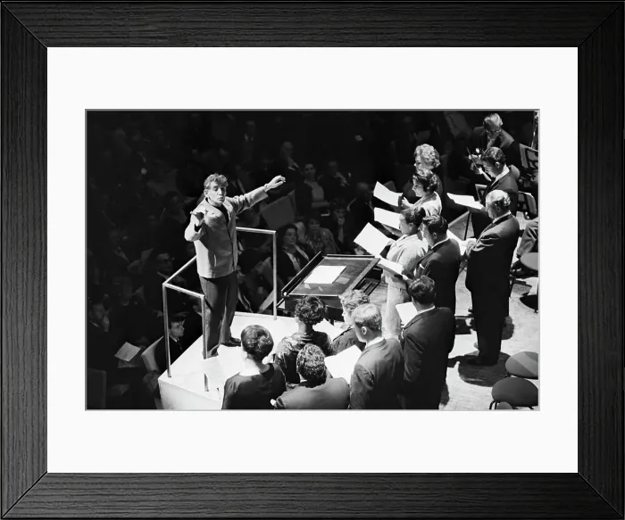Framed Print : Leonard Bernstein Conducting Orchestra Framed Print : Leonard Bernstein Conducting Orchestra