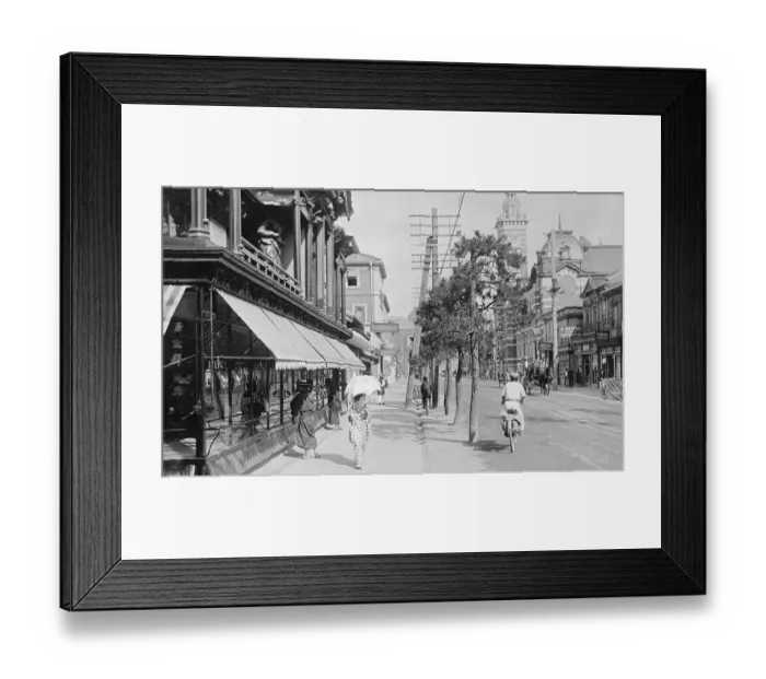 Framed Print : Pedestrians Riding and Walking on Street of Yokohama Framed Print : Pedestrians Riding and Walking on Street of Yokohama