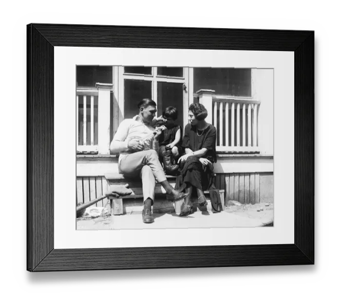 Framed Print : Harry Greb Playing Ukelele with Daughter Framed Print : Harry Greb Playing Ukelele with Daughter