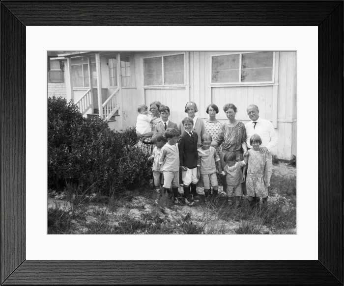 Framed Print : Large Family Ouside Of Their Home Framed Print : Large Family Ouside Of Their Home