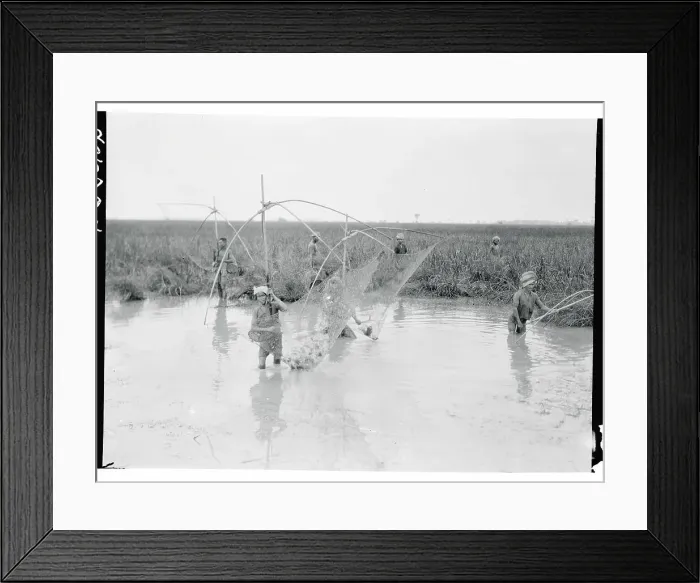 Framed Print : Cambodians Fishing in Stream Framed Print : Cambodians Fishing in Stream