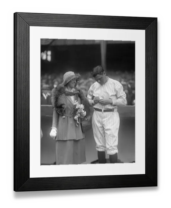 Framed Print : Babe Ruth Autographing Ball for Catholic Society Framed Print : Babe Ruth Autographing Ball for Catholic Society