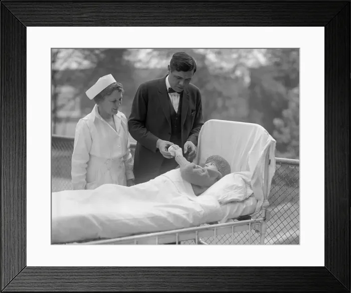Framed Print : Baseball Player Babe Ruth Visiting Children's Hospital