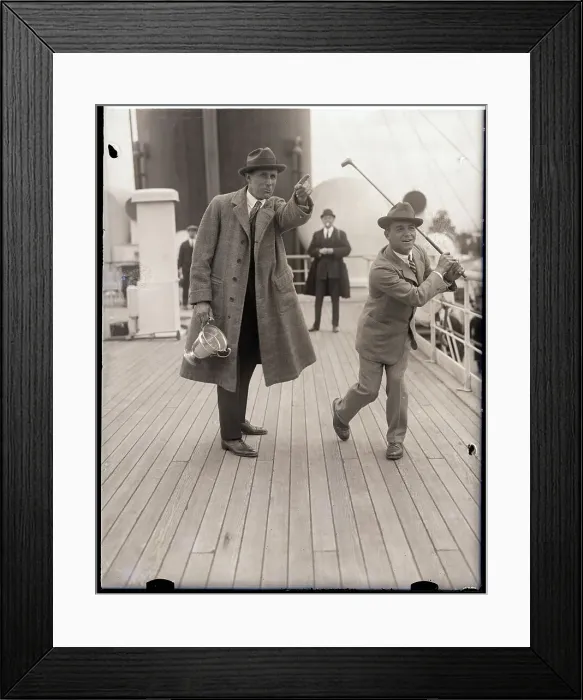 Framed Print : American Golf Stars Playing on Ship Framed Print : American Golf Stars Playing on Ship