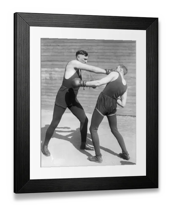 Framed Print : Jess Willard Sparring While Training