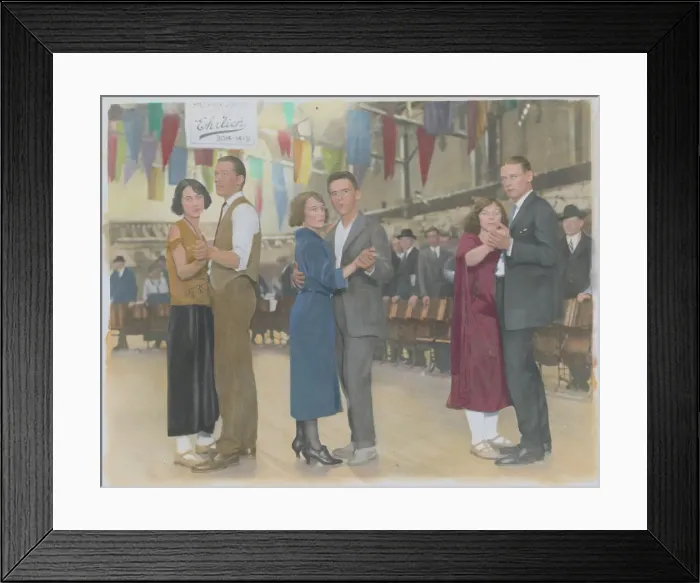 Framed Print : Young Dance Marathon Participants Being Watched by Crowd