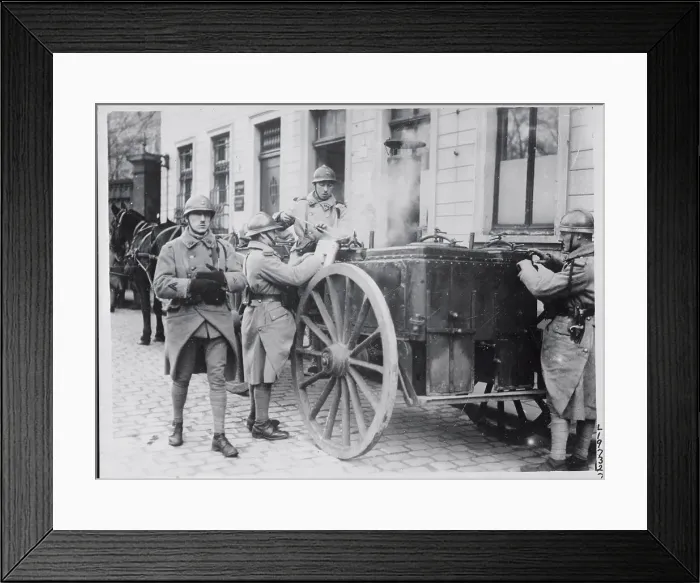 Framed Print : French Troops Outside Hotel