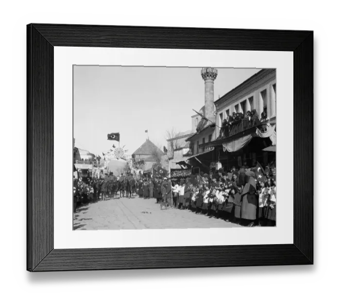 Framed Print : Crowds on Street to Greet Pasha