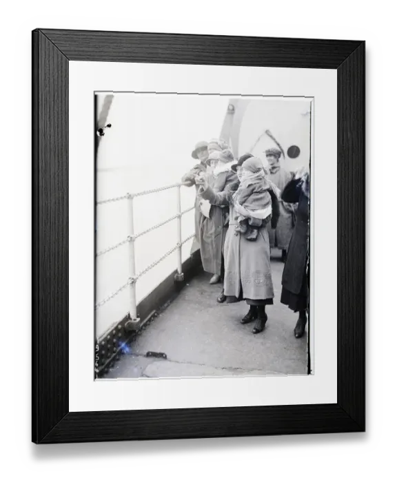 Framed Print : German Wives Of Us Gis On Ship; Pointing Framed Print : German Wives Of Us Gis On Ship; Pointing