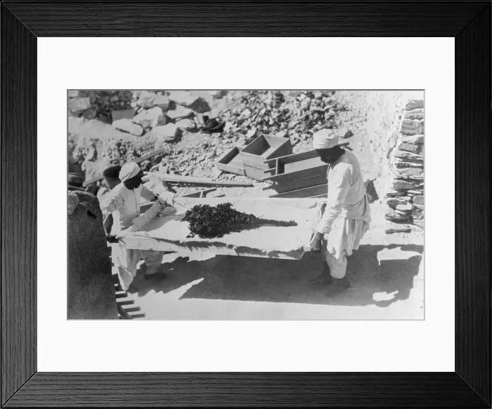Framed Print : Workers Carrying Ancient Flowers on Stretcher Framed Print : Workers Carrying Ancient Flowers on Stretcher