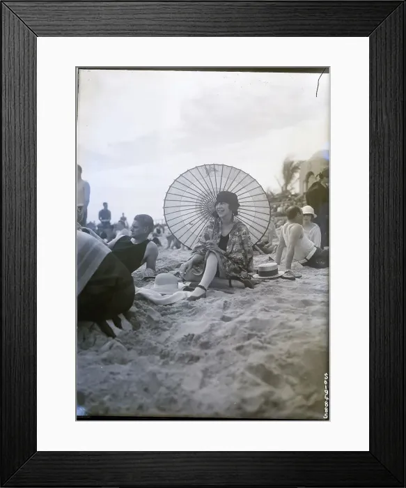 Framed Print : Woman Smoking Cigarette Under Parasol Framed Print : Woman Smoking Cigarette Under Parasol