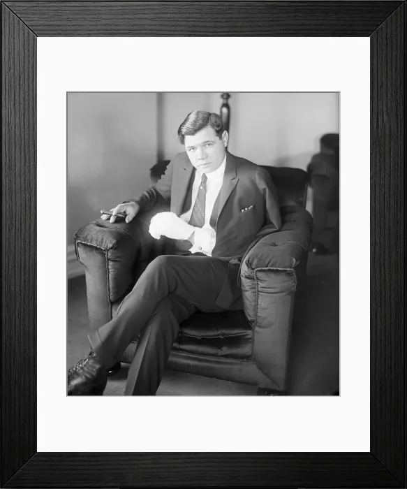 Framed Print : Babe Ruth Nursing Injured Hand