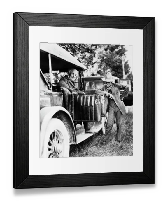 Framed Print : Ford Posing With Edison; Seated In Car Framed Print : Ford Posing With Edison; Seated In Car