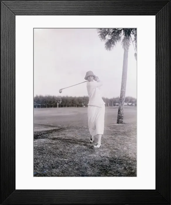 Framed Print : Glenna Collett Swinging Golf Club