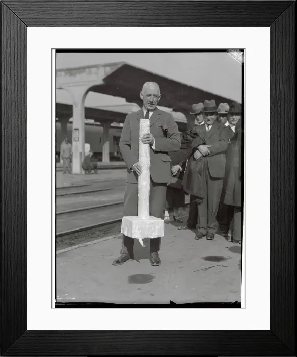 Framed Print : Portrait of Explorer Roald Amundsen Posing with Model Pole Framed Print : Portrait of Explorer Roald Amundsen Posing with Model Pole
