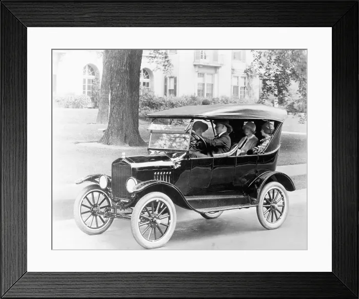 Framed Print : Friends Driving in 1923 Ford Model T