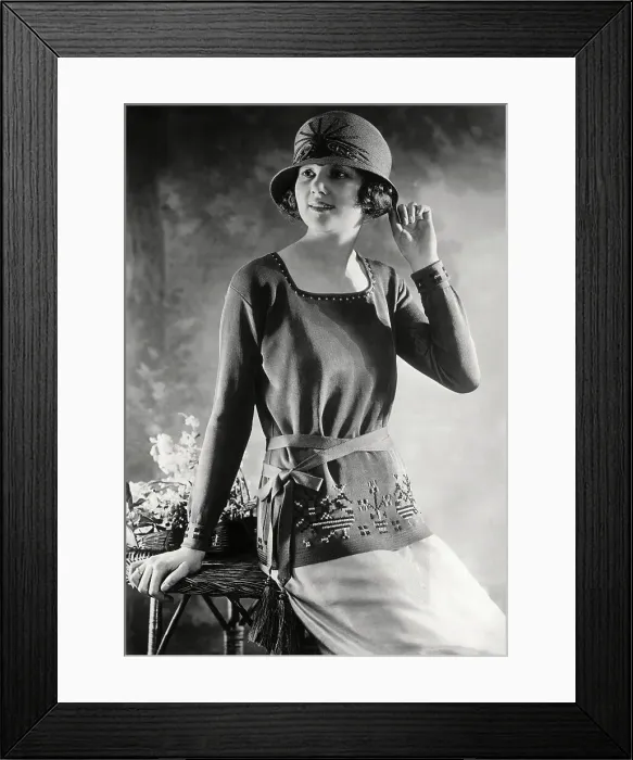 Framed Print : Woman Modeling Sweater and Hat Framed Print : Woman Modeling Sweater and Hat