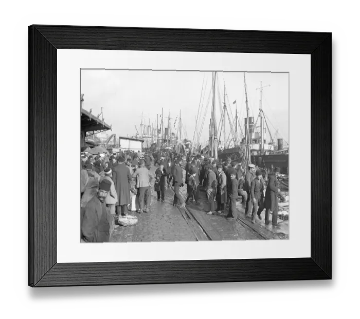 Framed Print : Turks & Refugees Congregate On Docks Framed Print : Turks & Refugees Congregate On Docks