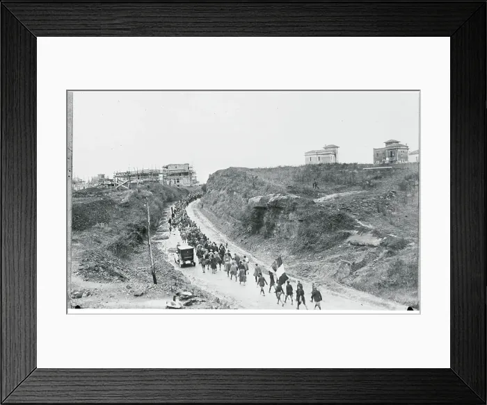 Framed Print : Troops on Winding Road Framed Print : Troops on Winding Road