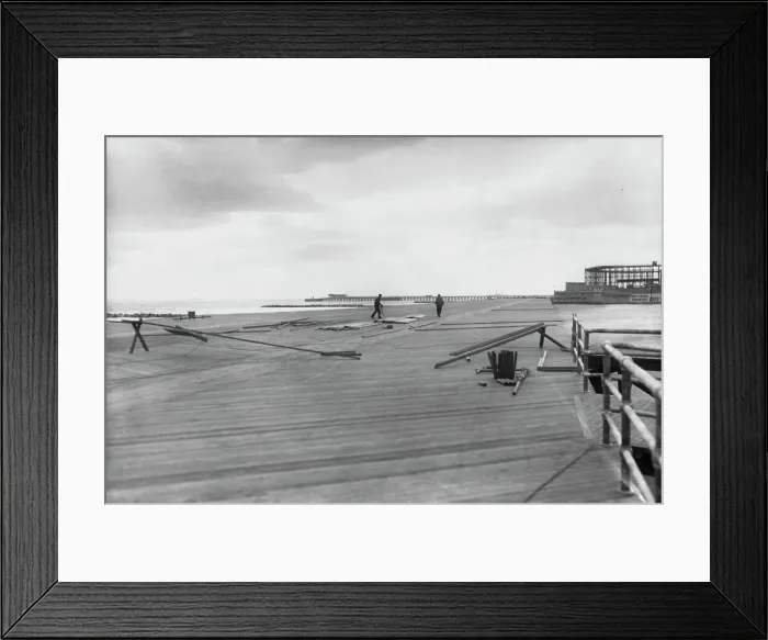Framed Print : Coney Island boardwalk under construction Framed Print : Coney Island boardwalk under construction