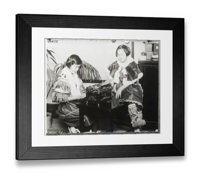 Framed Print : Girls Seated At Typewriter Framed Print : Girls Seated At Typewriter