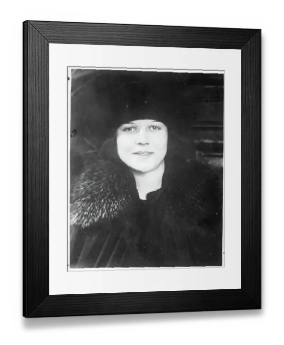 Framed Print : Mabel Champion In Coat With Fur Collar Framed Print : Mabel Champion In Coat With Fur Collar