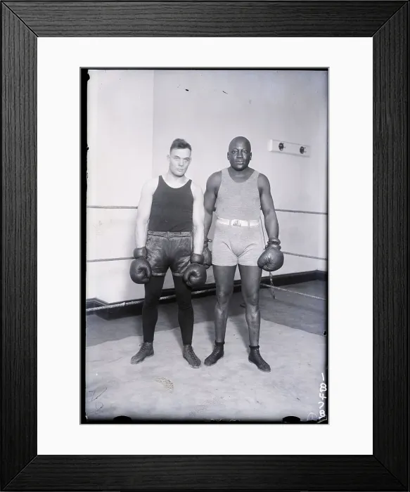 Framed Print : Floyd Johnson and Jack Johnson in Ring Framed Print : Floyd Johnson and Jack Johnson in Ring