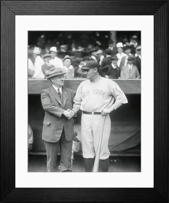 Framed Print : Babe Ruth Being Greeted by John McGraw