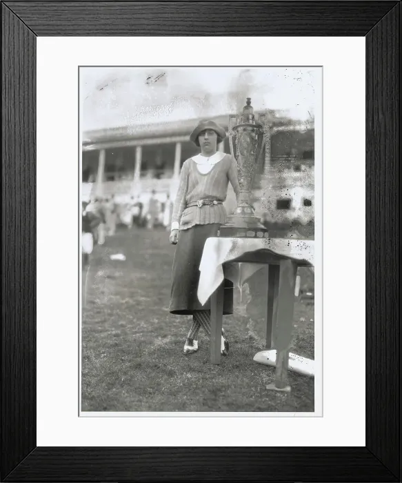 Framed Print : Glenna Collett Standing Beside Trophy Framed Print : Glenna Collett Standing Beside Trophy