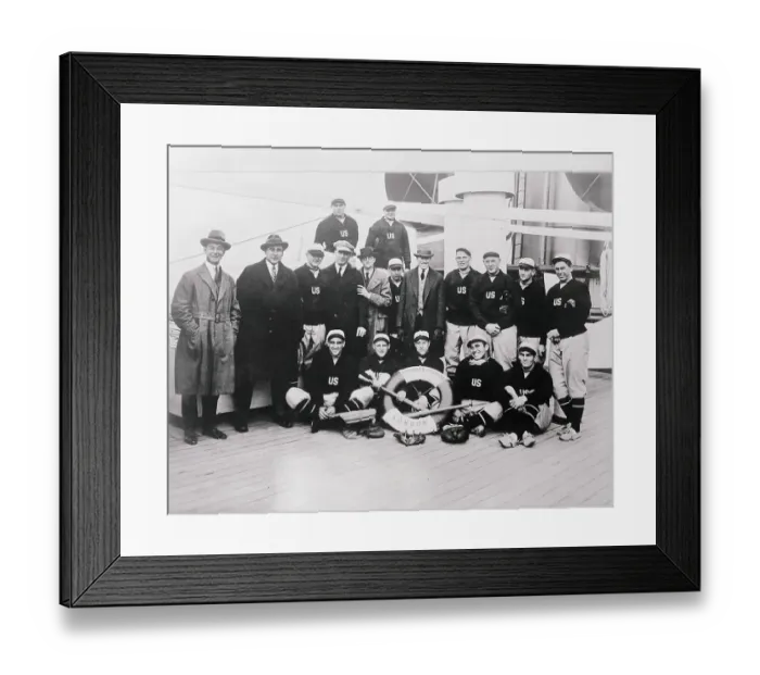Framed Print : Big Baseball Leaguers Returning on Ship from Oriental Tour Framed Print : Big Baseball Leaguers Returning on Ship from Oriental Tour