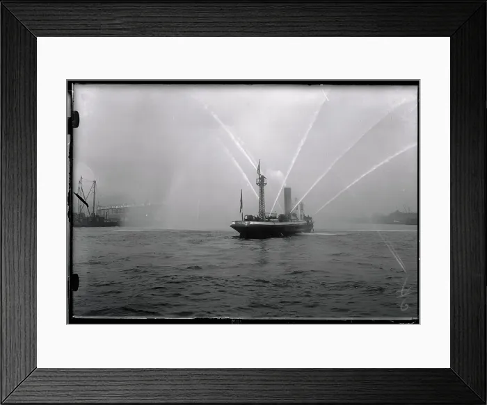 Framed Print : Fireboat Pumping Water Framed Print : Fireboat Pumping Water