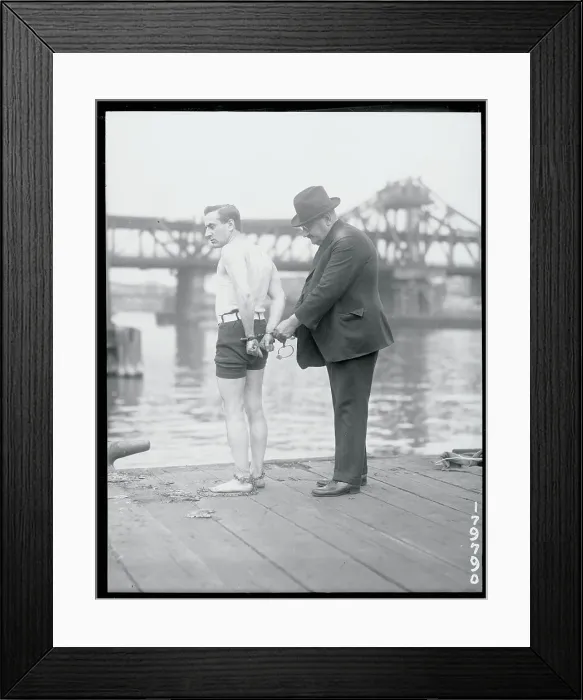 Framed Print : Stunt Man Being Handcuffed Framed Print : Stunt Man Being Handcuffed