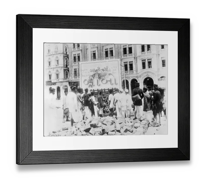 Framed Print : Indians Viewing Poster for American Movie Framed Print : Indians Viewing Poster for American Movie