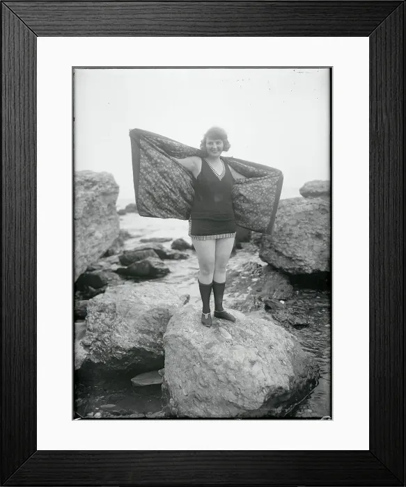 Framed Print : Flapper Posing on the Beach Framed Print : Flapper Posing on the Beach