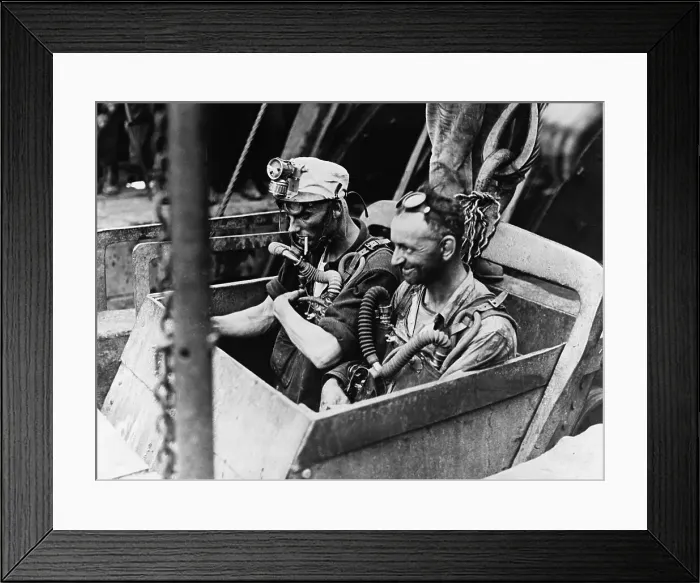 Framed Print : Miners with Breathing Equipment Framed Print : Miners with Breathing Equipment
