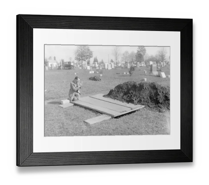 Framed Print : James Mills Kneeling by Wife's Grave Framed Print : James Mills Kneeling by Wife's Grave