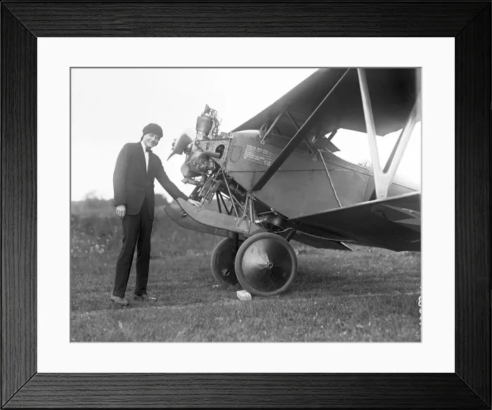 Framed Print : Pilot Posing By His Plane Framed Print : Pilot Posing By His Plane