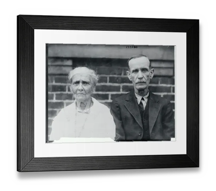 Framed Print : Elderly Mother and son Posing Framed Print : Elderly Mother and son Posing