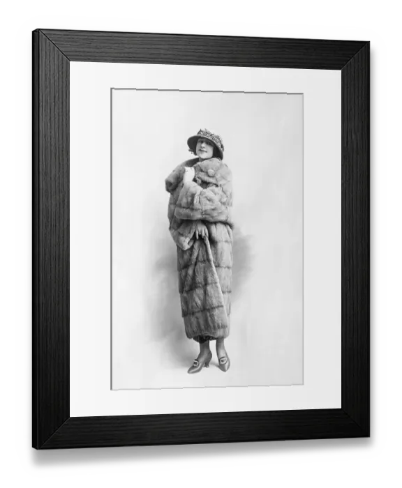 Framed Print : Woman Posing in Fur and Hat Framed Print : Woman Posing in Fur and Hat