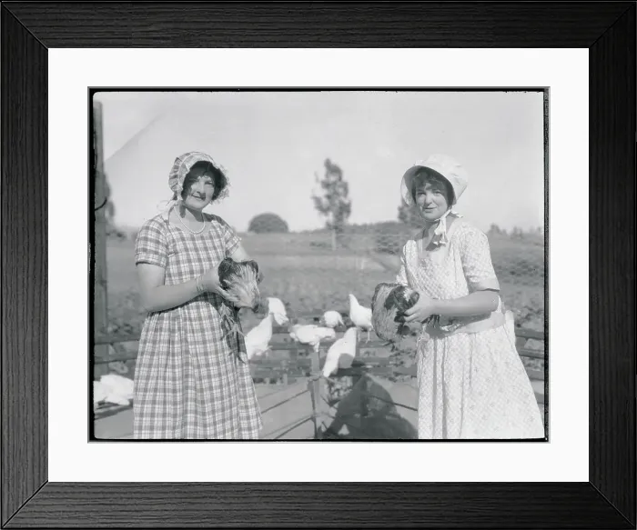 Framed Print : Girls Holding their Birds after Cockfight 1922 Framed Print : Girls Holding their Birds after Cockfight 1922