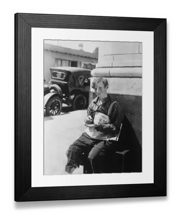 Framed Print : Newsboy of 1920's
