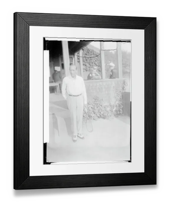 Framed Print : Society Gentleman Holding Tennis Racket Framed Print : Society Gentleman Holding Tennis Racket