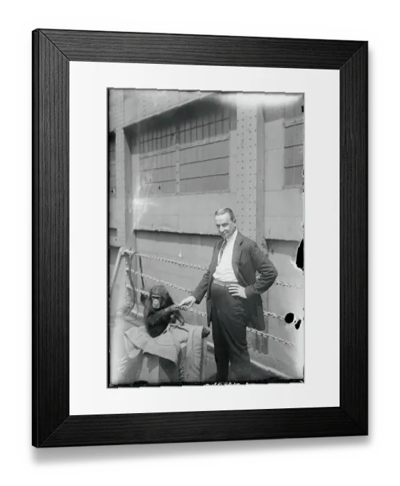 Framed Print : Flo Ziegfeld with Chimpanzee on Ship Deck Framed Print : Flo Ziegfeld with Chimpanzee on Ship Deck