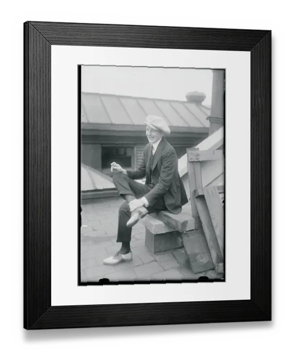 Framed Print : Woman Disguised as Man on Roof Framed Print : Woman Disguised as Man on Roof