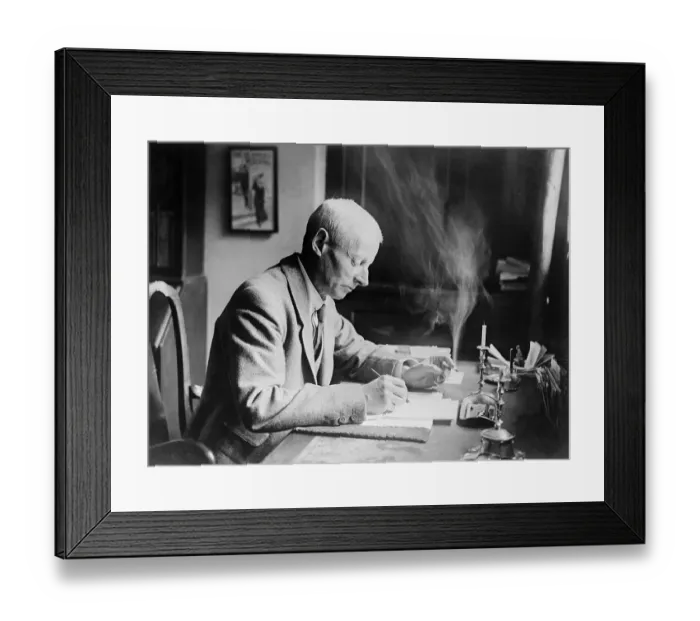 Framed Print : Writer W. W. Jacobs Working at His Desk