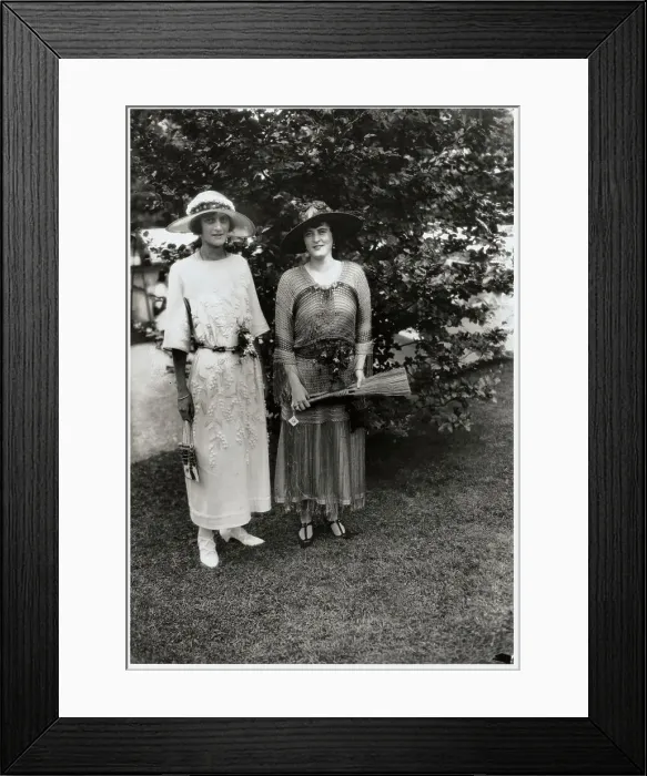 Framed Print : Fashionable Socialite Women Posing Outdoors Framed Print : Fashionable Socialite Women Posing Outdoors