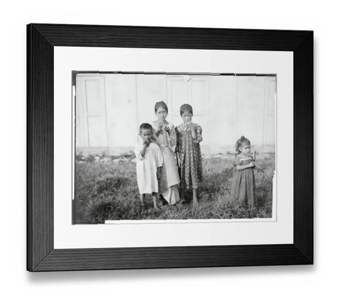 Framed Print : Young Children with Cigar