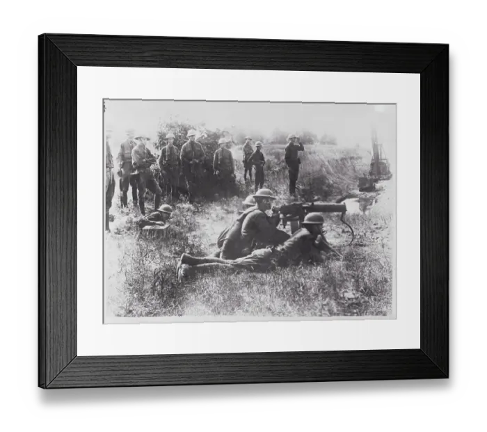 Framed Print : Soldiers Canvassing Area of Mine Framed Print : Soldiers Canvassing Area of Mine