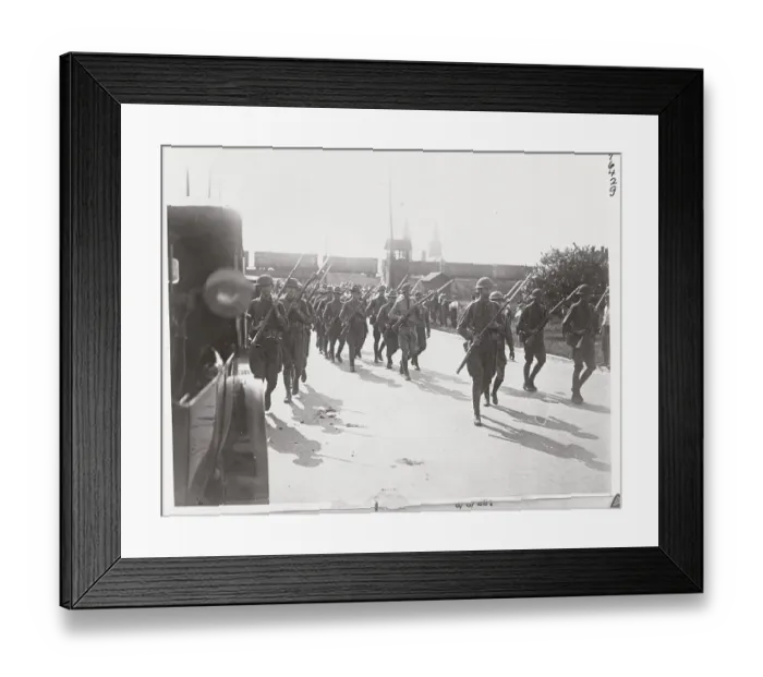 Framed Print : Soldiers Passing with Weapons in Riot Zone Framed Print : Soldiers Passing with Weapons in Riot Zone