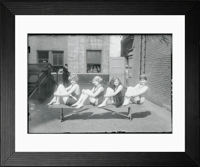 Framed Print : Young Friends Posing in Swim Wear